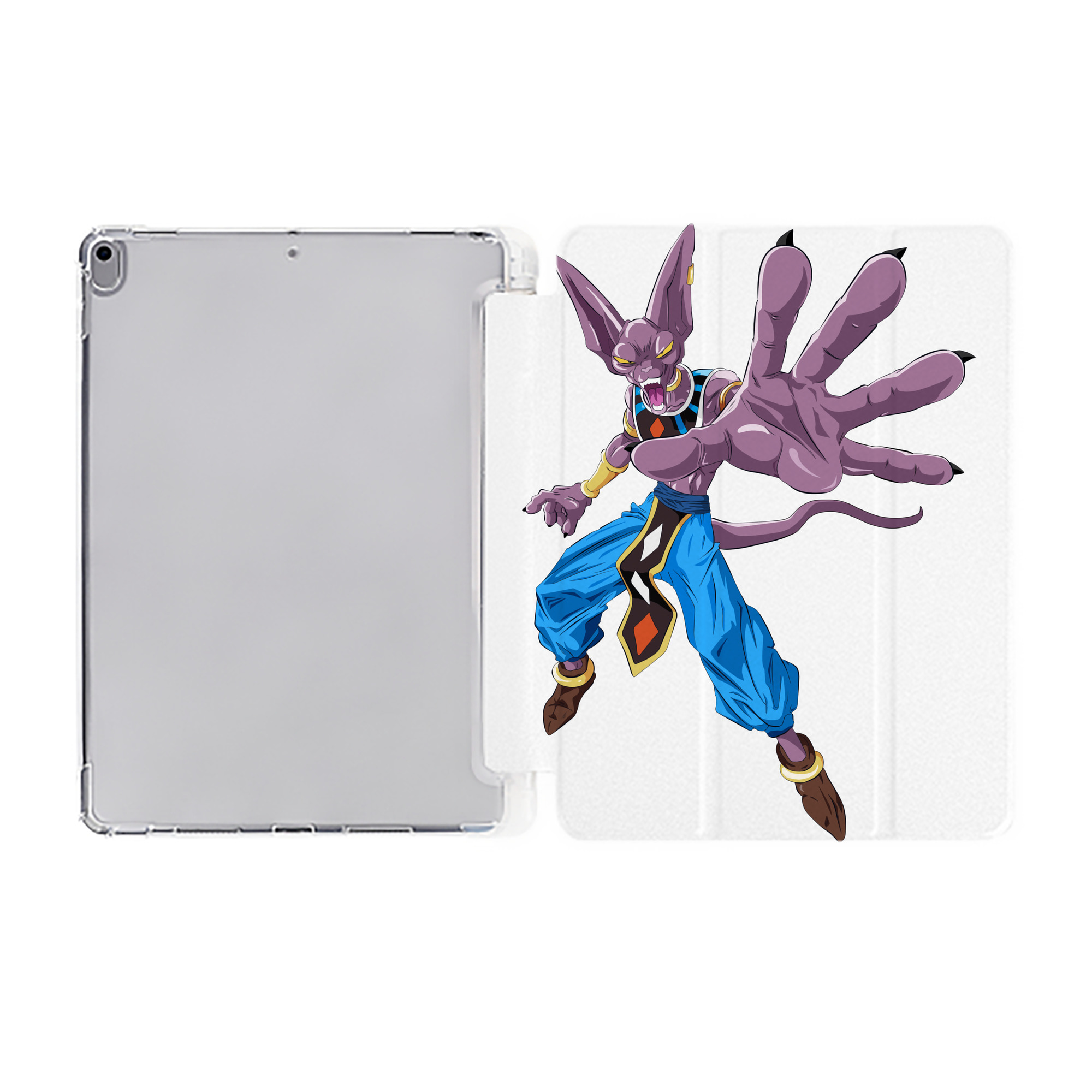 （画像用） ドラゴンボール ビルス 破壊神ビルス DRAGON BALL Beerus Birusu IPad ケース ペン収納付き 三つ折りスタンド PUレザー×シリコン 対応機種9.5/10.5/10.9インチ